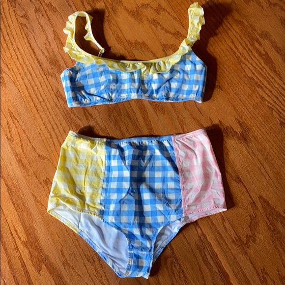 J. Crew Other - J Crew High Waisted Pastel Gingham Bikini M